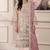 Peach chiffon semi stitched suit with embridery & sequin work