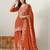 Orange chinon semi stitched suit with embridery & sequin work