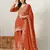 Orange chinon semi stitched suit with embridery & sequin work