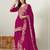 Red chinon semi stitched suit with embridery & sequin work
