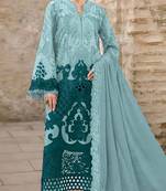Blue chiffon semi stitched suit with embridery & sequin work