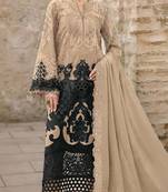 Brown chiffon semi stitched suit with embridery & sequin work