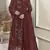 D maroon silk semi stitched suit with embridery & sequin work