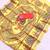 yellow printed pure cotton yellow saree with blouse