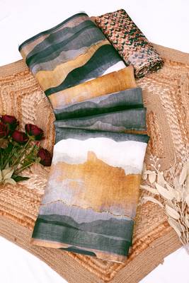 multicolor printed pure cotton multicolor saree with blouse 8