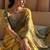 Olive Green Color Beads and Handwork Satin Saree