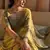 Olive Green Color Beads and Handwork Satin Saree