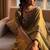 Olive Green Color Beads and Handwork Satin Saree