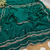 Teal Color Beads and Handwork Satin Saree