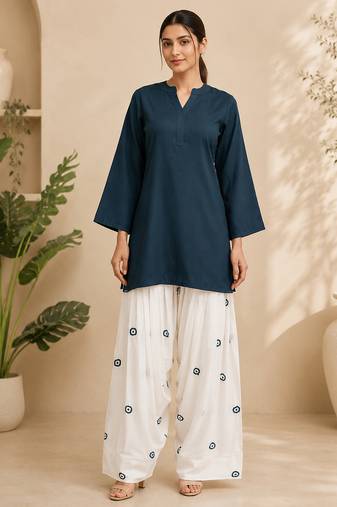 blue rayon suit with salwar set