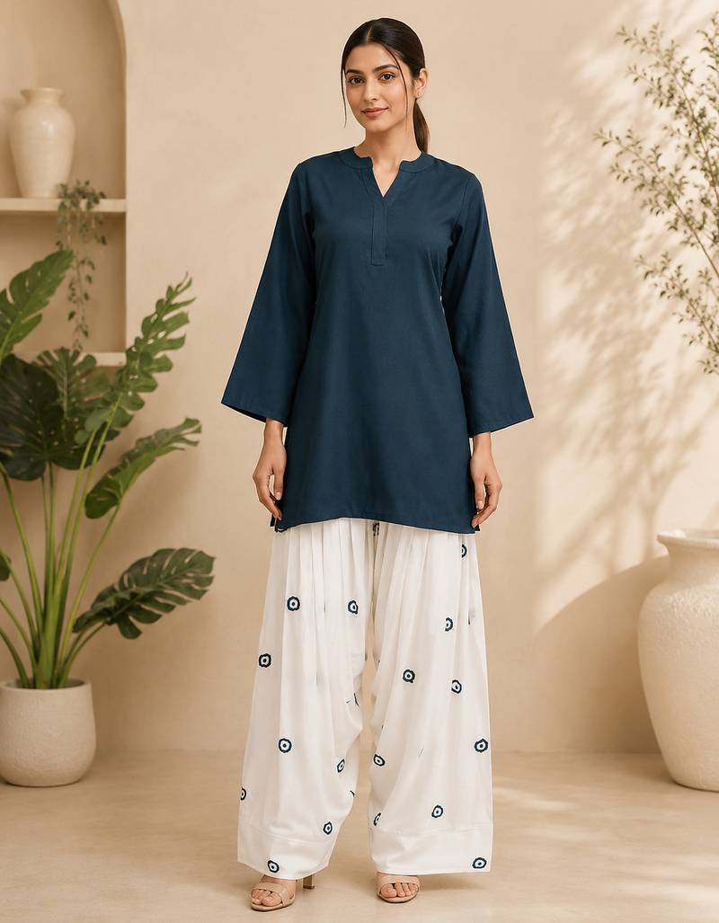 blue rayon suit with salwar set