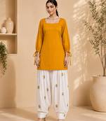 yellow rayon suit with salwar set