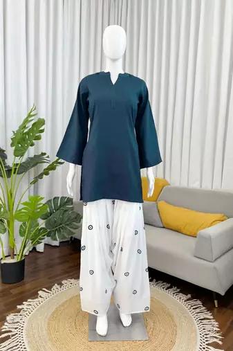 blue rayon suit with salwar set