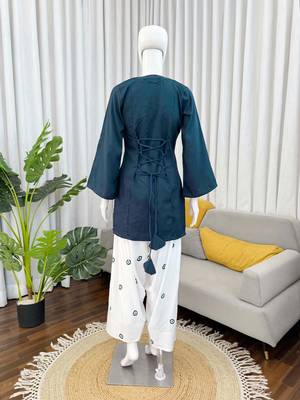 blue rayon suit with salwar set 3
