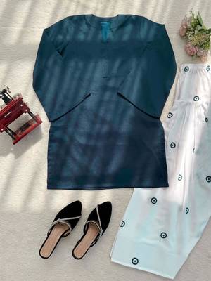 blue rayon suit with salwar set 4