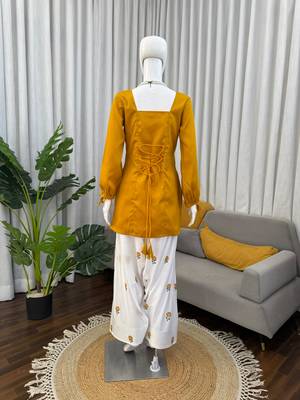 yellow rayon suit with salwar set 3