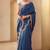 Teal Color Embroidery And Sequences Work Silk Blend Saree
