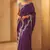 Wine Color Embroidery And Sequences Work Silk Blend Saree