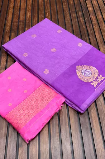lavender concept satin effect border dola silk saree