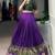 Magnificent Purple Printed Cotton Festival Wear Crop Top Lehenga