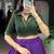 Magnificent Purple Printed Cotton Festival Wear Crop Top Lehenga
