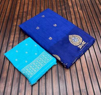 navy blue concept satin effect border dola silk saree 3