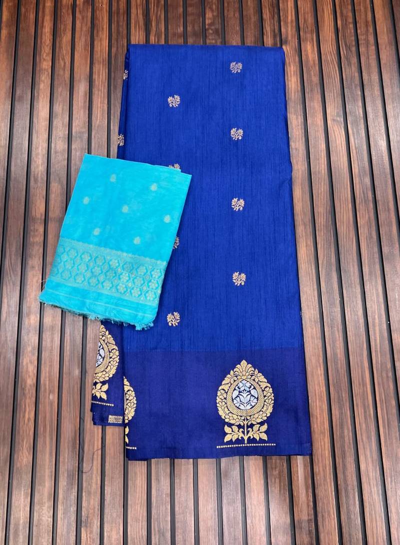 navy blue concept satin effect border dola silk saree