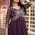 Purple faux georgette embroidered gown set