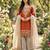 Orange silk blend embroidered sharara set