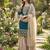 Teal blue silk blend embroidered sharara set