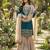 Teal blue silk blend embroidered sharara set