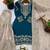 Teal blue silk blend embroidered sharara set