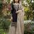 Black silk blend embroidered sharara set