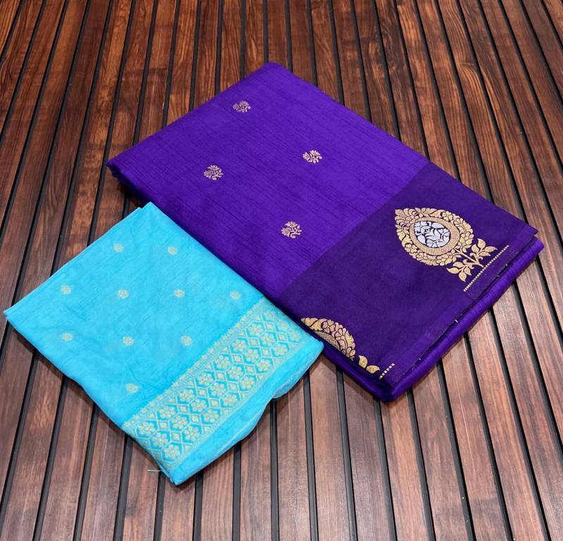 purple concept satin effect border dola silk saree