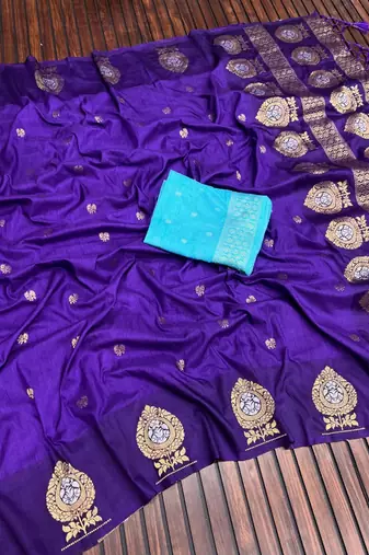 purple concept satin effect border dola silk saree