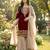 Maroon silk blend embroidered sharara set