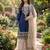 Blue silk blend embroidered sharara set