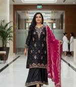 Black georgette embroidered sharara set