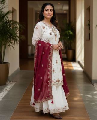 White georgette embroidered sharara set 2