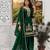 Green silk blend embroidered sharara set