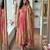 Pink satin embroidered gown set