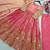 Pink satin embroidered gown set