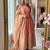 Pink satin embroidered gown set