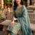 Sky blue silk blend embroidered salwaar kameez