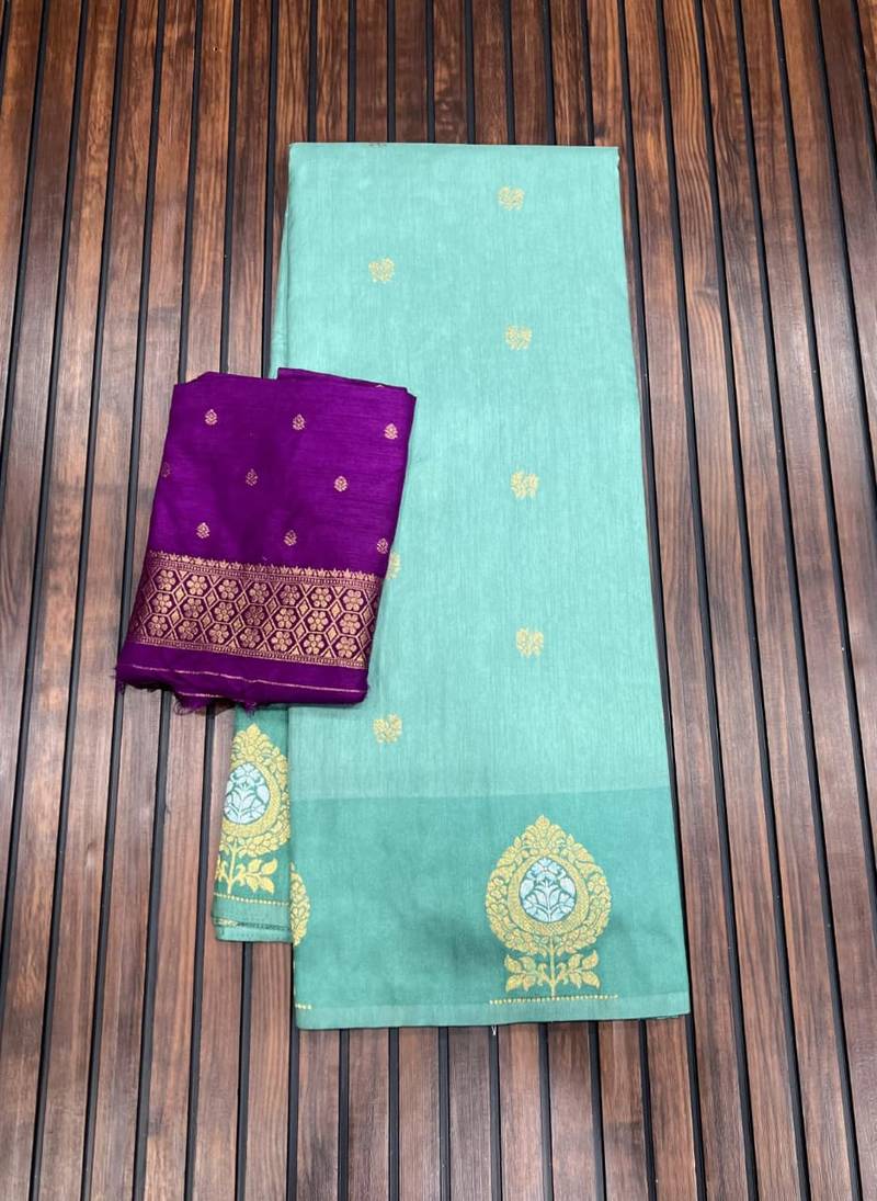 sea green concept satin effect border dola silk saree