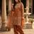 Orange silk blend embroidered salwaar kameez