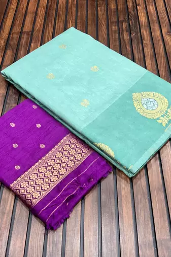 sea green concept satin effect border dola silk saree