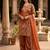 Orange silk blend embroidered salwaar kameez