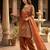 Orange silk blend embroidered salwaar kameez
