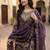 Purple silk blend embroidered salwaar kameez
